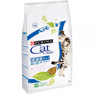 ПР0034185 Корм для кошек 3 в 1 с высоким содержанием домашней птицы и с индейкой, сух. 15 кг Cat Chow