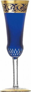 10555926 St. Louis Фужер для шампанского St. Louis "Цветок чертополоха" 90мл (тёмно-синий) Хрусталь