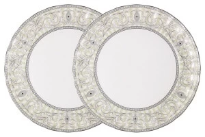 Тарелки обеденные из костяного фарфора 2 шт белые "Жозефина" COLOMBO  00-3973607 Белый;серый