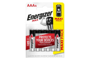 15972024 Батарейки MAX E92/AAA 6 штук в блистере Alkaline E300131703P Energizer