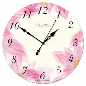 Часы настенные стеклянные белые с розовым "Иллюзия" ДИНАСТИЯ  00-3967051 Белый;розовый