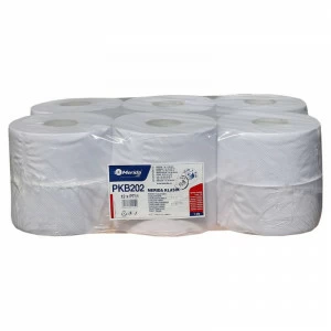 PKB202 Туалетная бумага КЛАСИК, белая, диаметр 19 см, длина 220 м, однослойная, в упаковке 12 шт. Merida