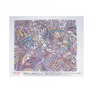 1802 Канва/ткань с рисунком Рисунок на канве 33 см х 45 см "Витраж с бабочками" Матренин посад