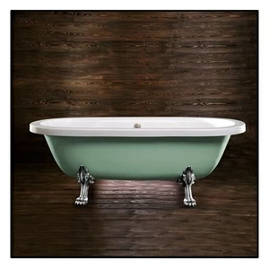 Ванна напольная отдельностоящая салатовая с хромированными  ножками "Львиная лапа" Akcjum Octavia WN-09-01-CH-A