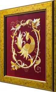 10659135 Торжокские золотошвеи Панно "Птица Пава", 23*17, рисунок 1035, бордовый Габардин