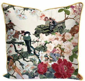 Mineheart Квадратная подушка из хлопка с цветочными мотивами Save empress wu