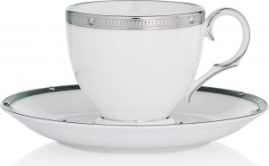 1051801 Noritake Чашка чайная с блюдцем Noritake "Рочель,платиновый кант" 200мл Фарфор костяной