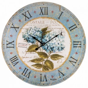 Часы настенные деревянные 60 см бежевые с голубым Aviere AVIERE ЦВЕТЫ 00-3872829 Бежевый;голубой