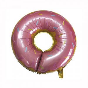29 Фигурные шары из фольги 06 1 шт. "Пончик" розовый, 25"/63 см Патибум