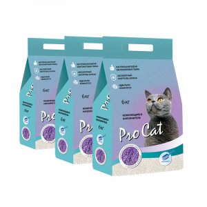 ПР0032359*3 Наполнитель для кошачьего туалета Lavanda комкующийся из экстра белой глины 6кг (упаковка - 3 шт) Pro Cat