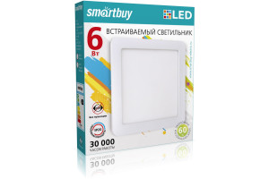 16484192 Встраиваемый светильник LED DL Square-6w, 4000K, IP20 SBL-DLSq-6-4K Smartbuy