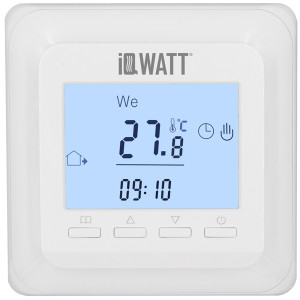 Терморегулятор для теплого пола P электронный программируемый цвет белый IQWATT
