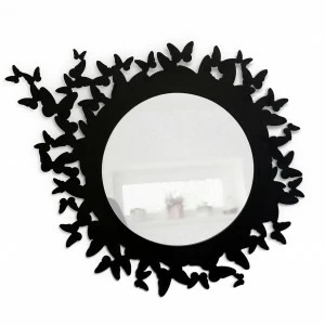 Зеркало круглое черное в фигурной раме Butterfly BONESSI НАСТЕННОЕ ЗЕРКАЛО 049439 Черный