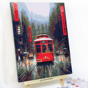 90719188 Картина по номерам Трамвай в дождливом Токио 30х40 см STLM-0353515 RED PANDA