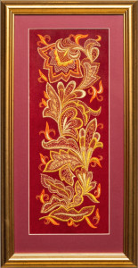 10659133 Торжокские золотошвеи Панно "К птице Феникс", 43,5*17, рисунок 1348, красный Замша искусственная