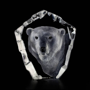 33361 Скульптура из прозрачного хрусталя "Полярный медведь", 200/225 мм. Maleras