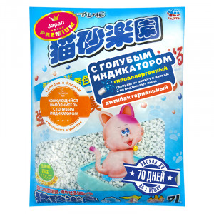 ПР0046982 Наполнитель для кошачьего туалета ультракомкующийся с голубым индикатором, 7л Japan Premium Pet