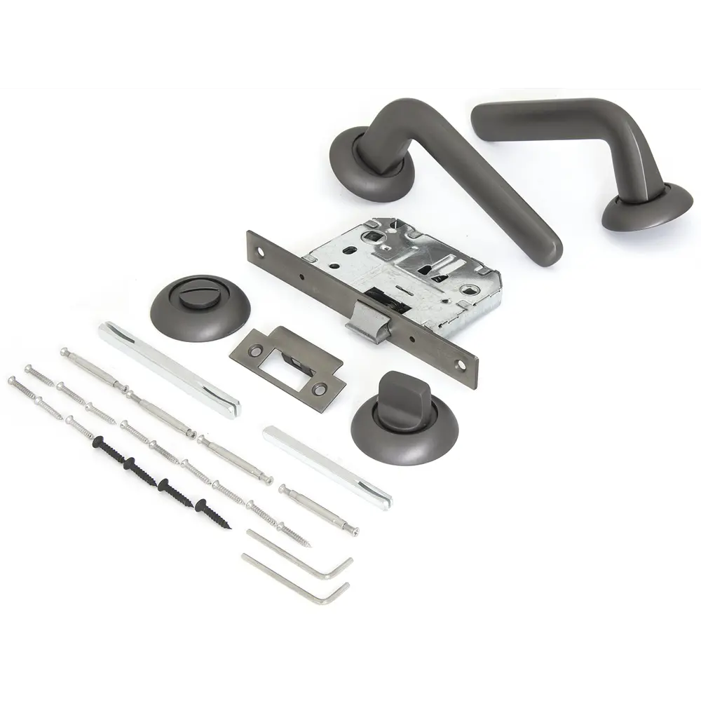 Дверная ручка Palladium 34L 170BK GF, с запиранием, комплект, цвет графит STLM-2046003 - Вид №1