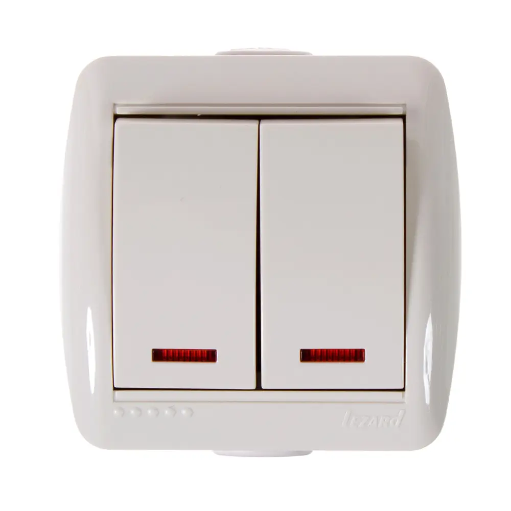 Выключатель Lezard Nata 2 клавиши проходной с подсветкой цвет кремовый STLM-2068637