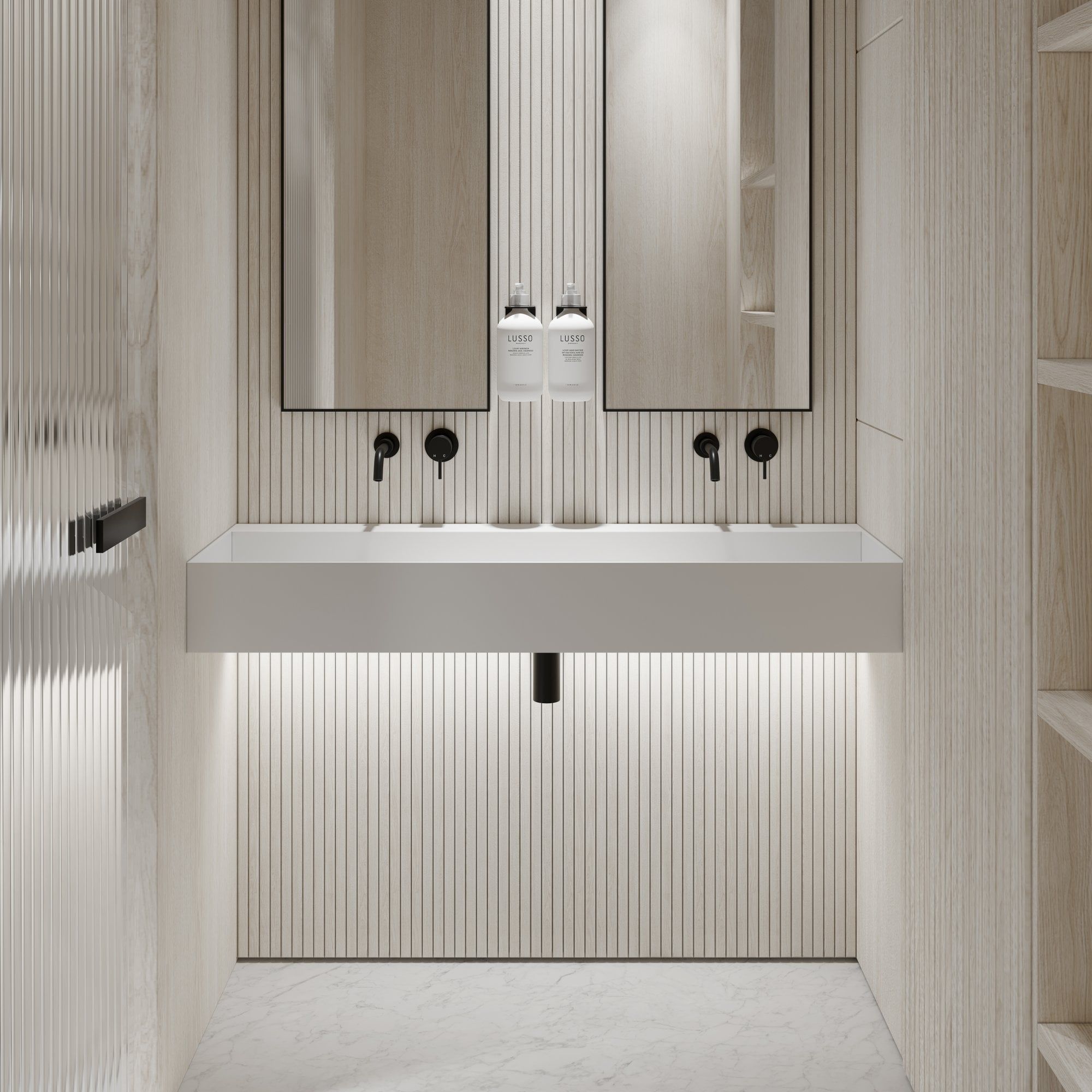 Двойной подвесной умывальник из смолы LUSSO Thinn ARCH-00094624 - Вид №1
