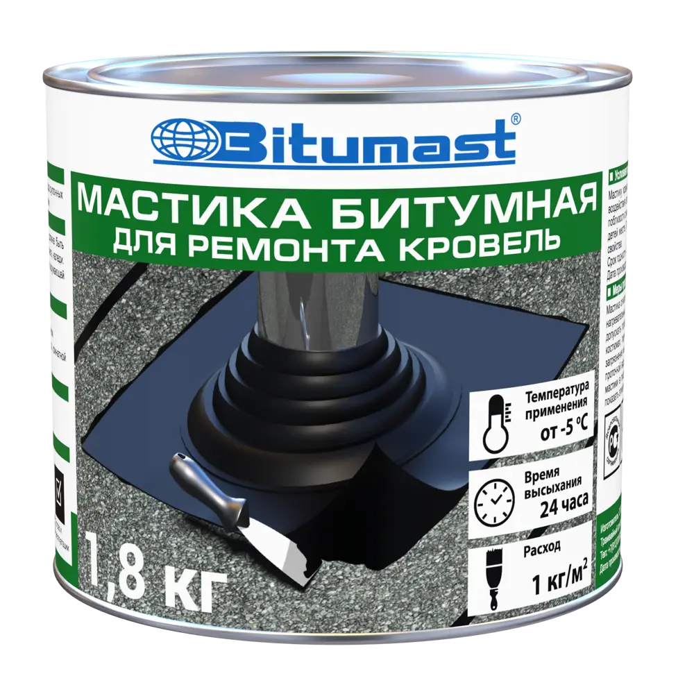 Мастика битумная Bitumast для ремонта кровель 1.8 кг STLM-2164457