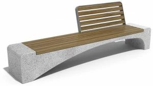 ENCHO ENCHEV - ETE Скамейка из бетона и дерева со спинкой  247