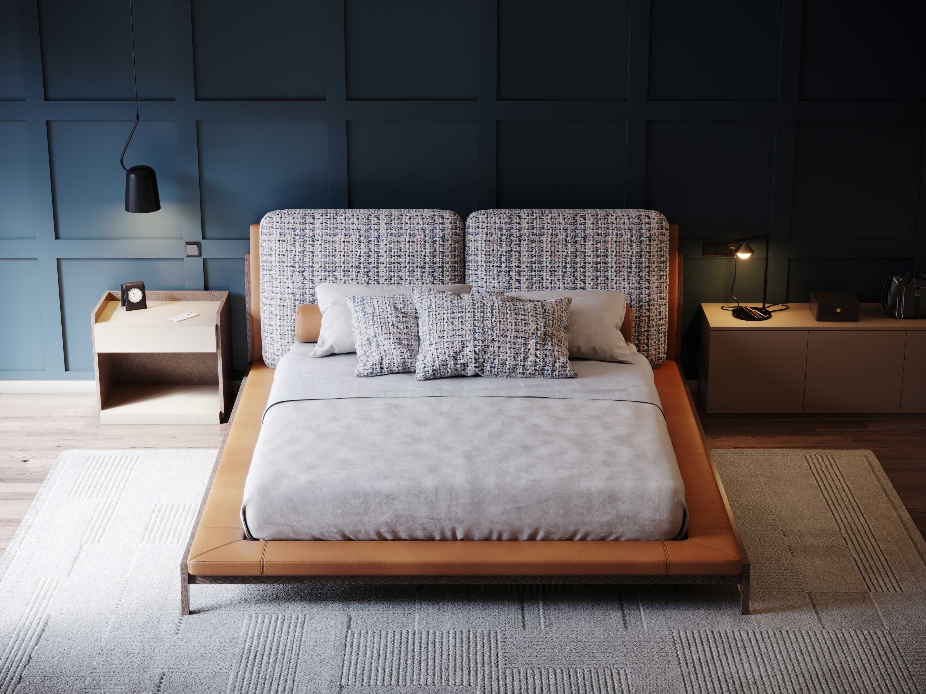 Двуспальная кровать из верблюда с мягким изголовьем Stylish Club Milos ARCH-00047409 - Вид №8