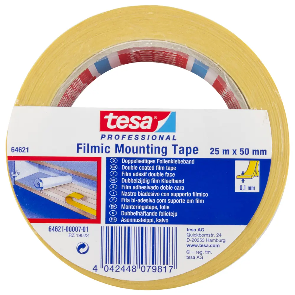 Лента двусторонняя Tesa, 50 мм х 25 м, цвет белый STLM-2116942 - Вид №1