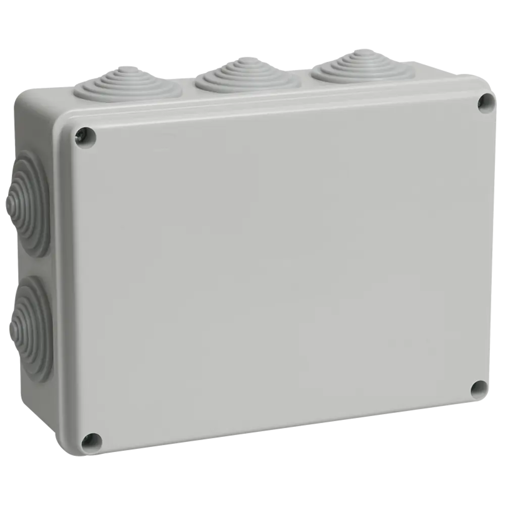 Распределительная коробка открытая IEK 190x140x70 мм 5 вводов IP55 цвет серый STLM-2063610