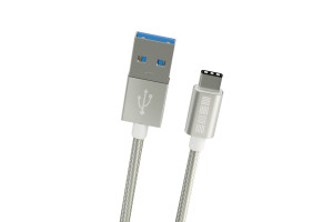 17456574 Кабель TypeC-USB A USB3.0 2.0m нейлон Silver, B201, 53162 Interstep