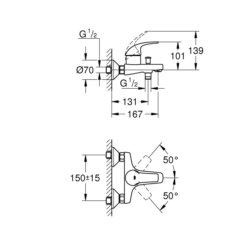 Смеситель для ванны Grohe Start Curve однорычажный цвет хром STLM-2159788 - Вид №7