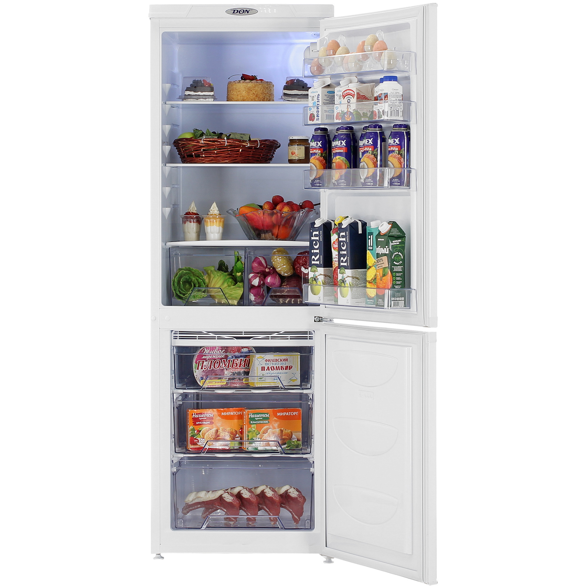 1330095 Холодильник с морозильником   DON R-290 BI белый STDN-0092998 - Вид №5