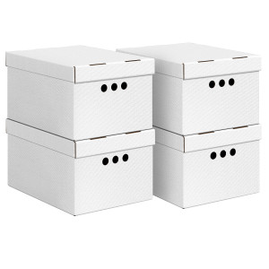 90779032 Набор коробок 4 шт 25x18.50x33 см 15.30 л картон цвет белый CLASSIC GREY STLM-0378960 VALIANT