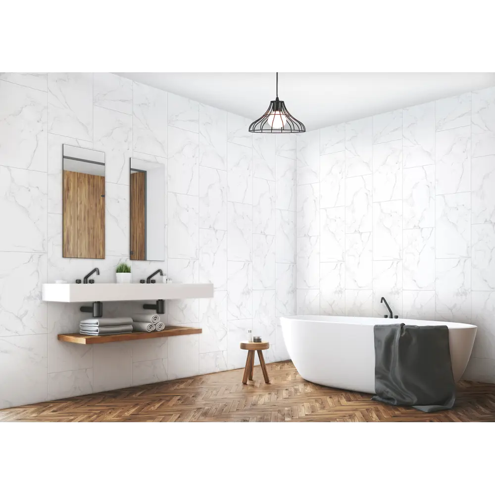 Комплект панелей ПВХ белый мрамор 8 мм 2700х375 мм 2.025 м² 2 шт VENTA STLM-2029657 - Вид №3