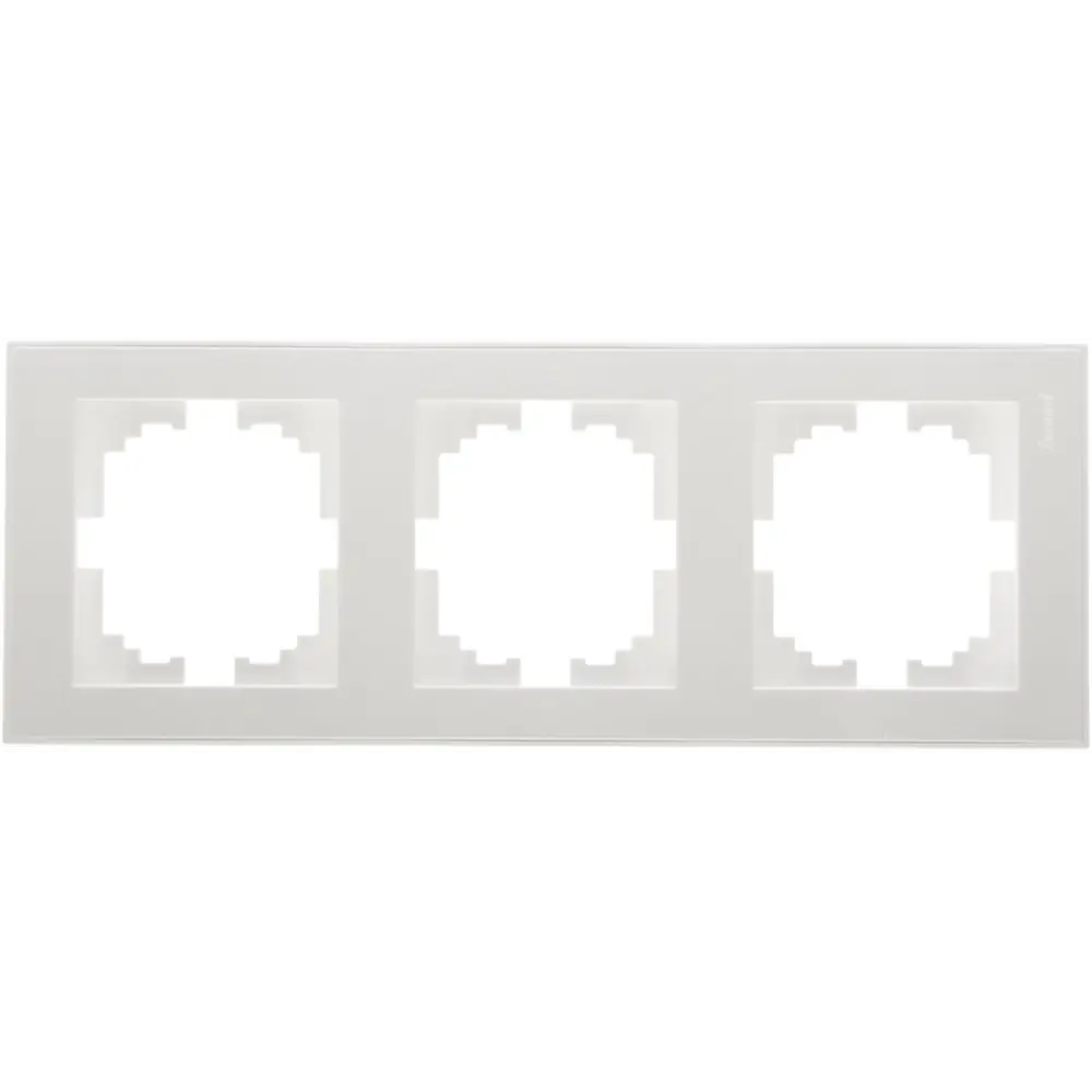Рамка для розеток и выключателей Lezard вертикальная 3 поста, цвет жемчужно-белый Rain STLM-2195540