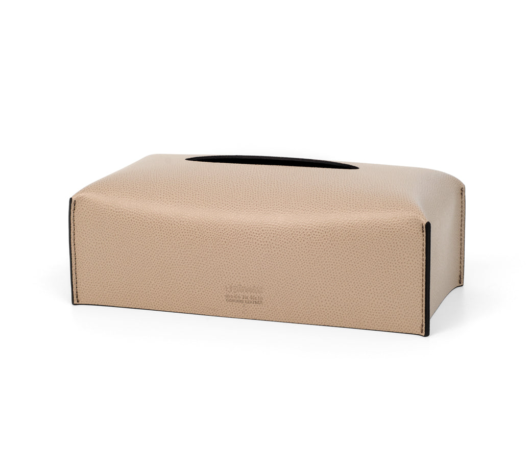 Мягкая прямоугольная коробка для салфеток - 24,7X12,7XH7,5 см / плетеная кожа_серо-коричневый
