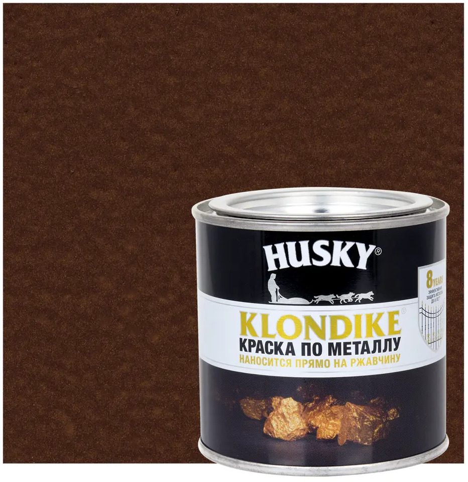 84391801 Краска по металлу Husky Klondike молотковая цвет темно-коричневый 0.25 л RAL STLM-0049046