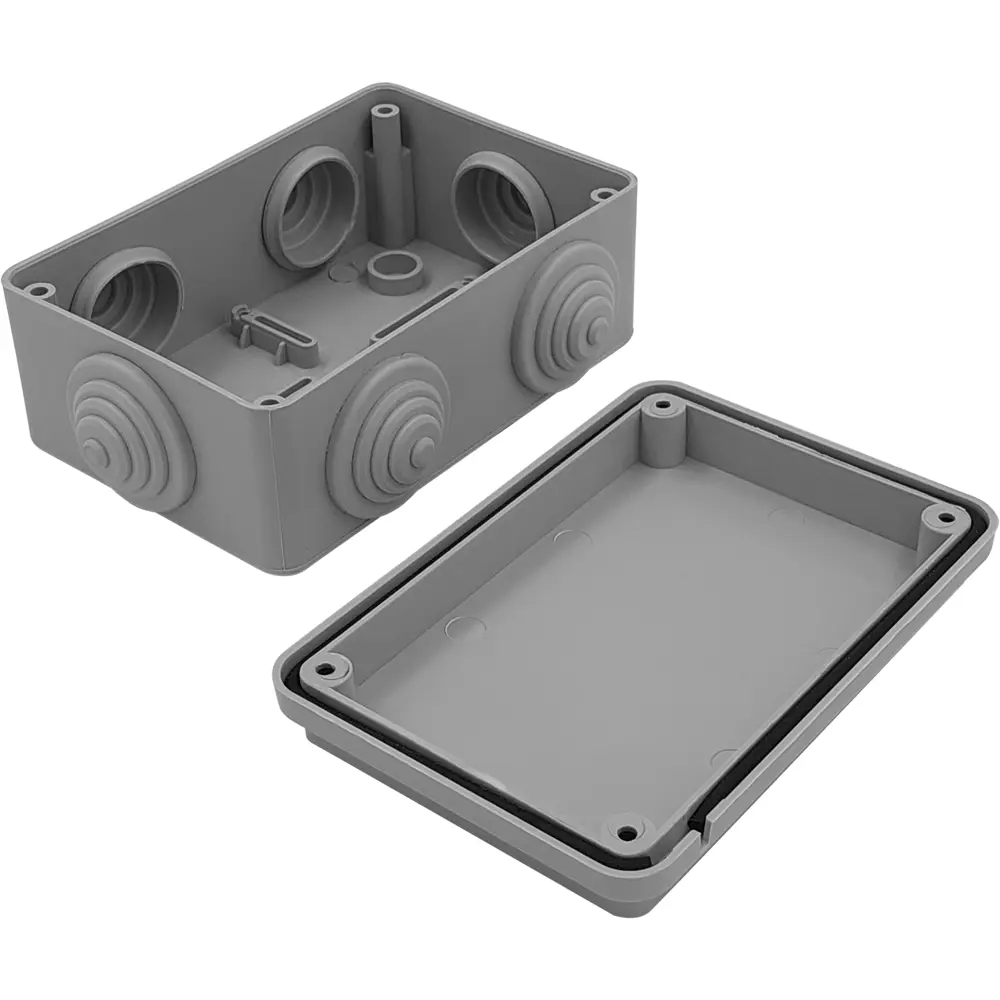 Распределительная коробка открытая LEXMAN D 120x80x50 мм 6 вводов IP55 цвет серый STLM-2100740 - Вид №2