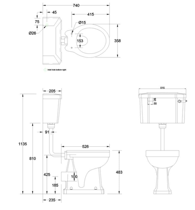Туалет в оконном шкафу с напольной внешней кассетой Burlington ARCH-00138602 - Вид №2