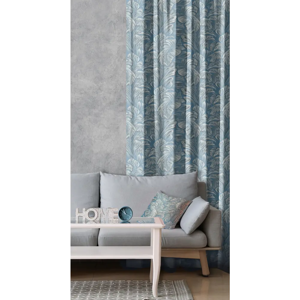 Штора на ленте блэкаут Inula 150x260 см растения цвет серо-голубой SEASONS STLM-2125811 - Вид №5