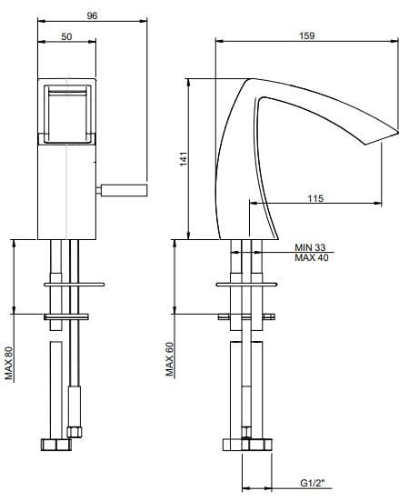 Однорычажный смеситель для раковины с водопадом Rubinetterie Treemme Archè ARCH-00108314 - Вид №2