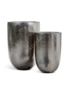 41.3317-04-015-DSL-55 Кашпо  Effectory - серия Metal - Высокий конус-чаша - Стальное серебро Цветочная коллекция