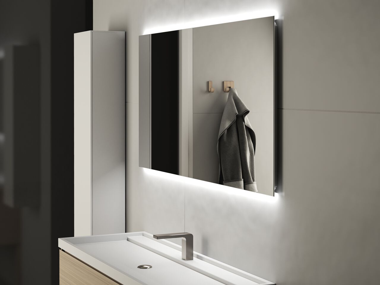 Прямоугольное зеркало со встроенным освещением для ванной комнаты GEDY ALFRED ARCH-00035758 - Вид №4