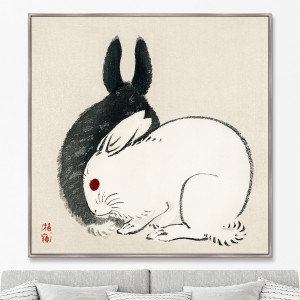 90363000 Картина в раме "Black and white rabbits, 1882г." 105x105 см STLM-0201552 КАРТИНЫ В КВАРТИРУ