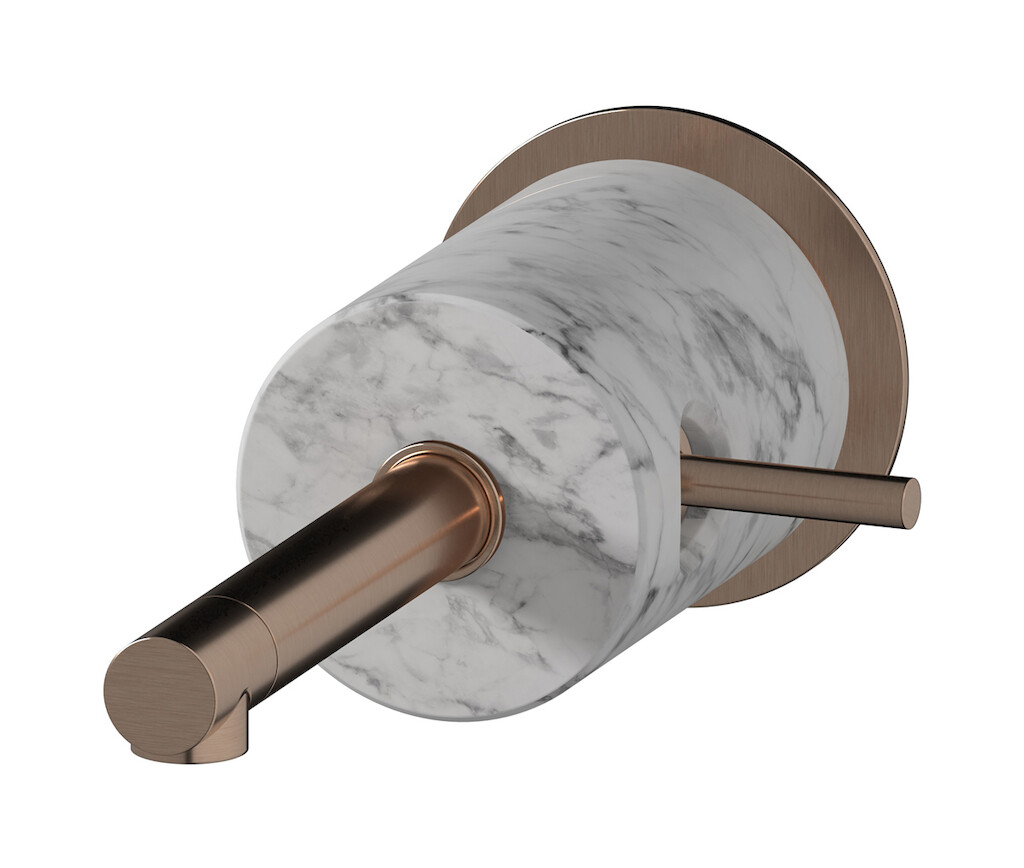 Встроенный в стену смеситель для раковины на 1 отверстие в комплекте с донным клапаном WE ARE IB mm209sr_1 Brushed Rose Gold Marmo