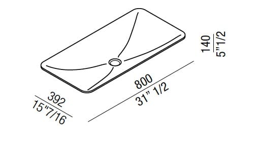 Прямоугольная раковина из Cristalplant® с столешницей Agape девятьсот 002 ARCH-00006277