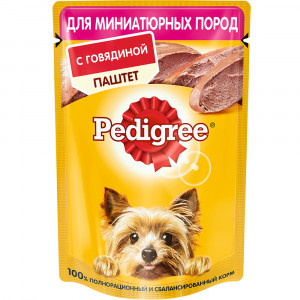 ПР0053697*24 Корм для собак для миниатюрных пород, паштет говядина пауч 80г (упаковка - 24 шт) PEDIGREE