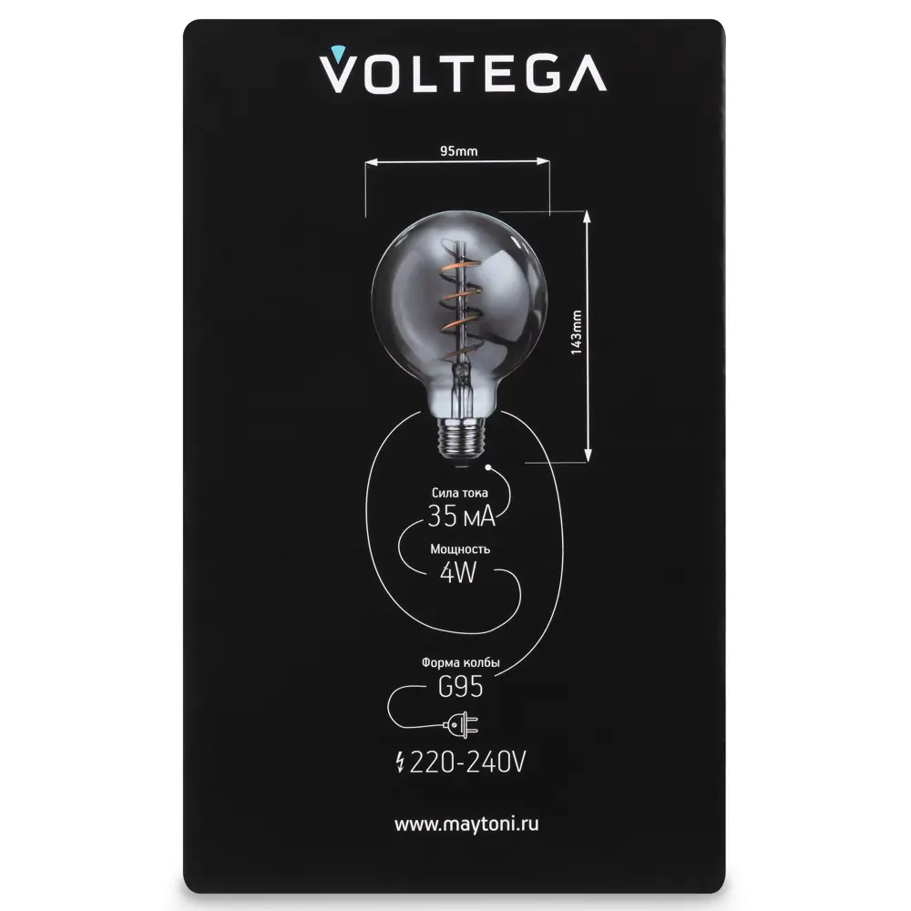 Диммируемая филаментная лампа Voltega G95 дымчатая 4Вт E27 ретро-стиль 89345987 STLM-1542622 - Вид №6