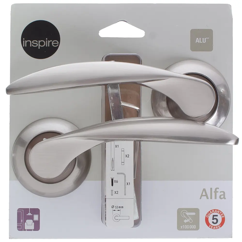 Дверная ручка Inspire «Alfa», без запирания, комплект, цвет никель STLM-2042539 - Вид №3