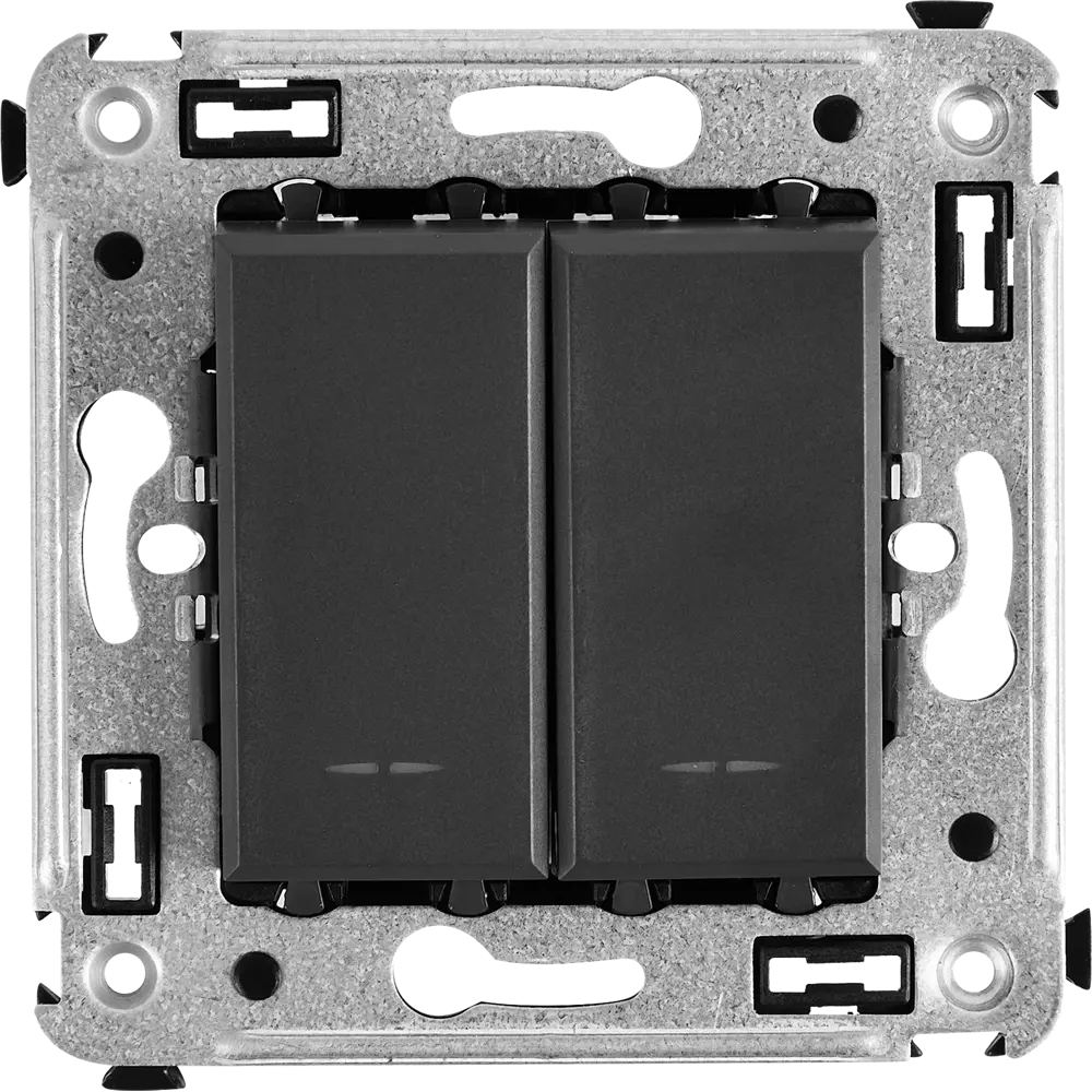 Выключатель встраиваемый DKC Avanti 2 клавиши цвет черный матовый STLM-2052033 - Вид №1